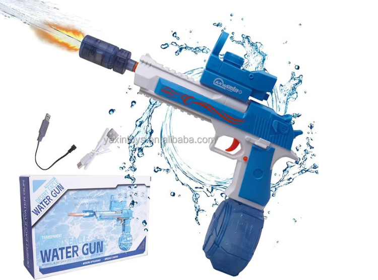 JUGUETE PISTOLA AGUA ELÉCTRICA AUTOMÁTICA MANUAL AZUL - 4