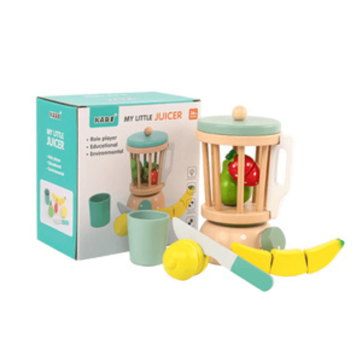 LICUADORA DE MADERA INFANTIL MONTESSORI + FRUTAS PARA CORTAR | JUGUETE DIDÁCTICO KABI - 4