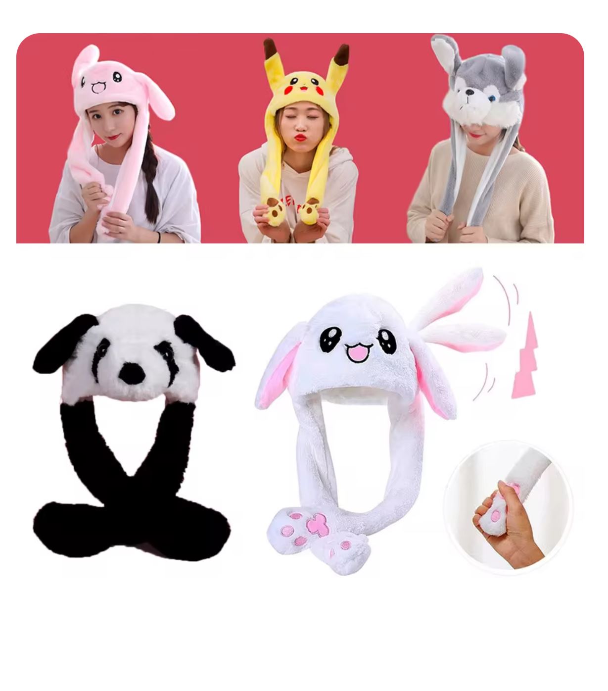SOMBRERO DE OREJAS MÓVILES KAWAII - 1