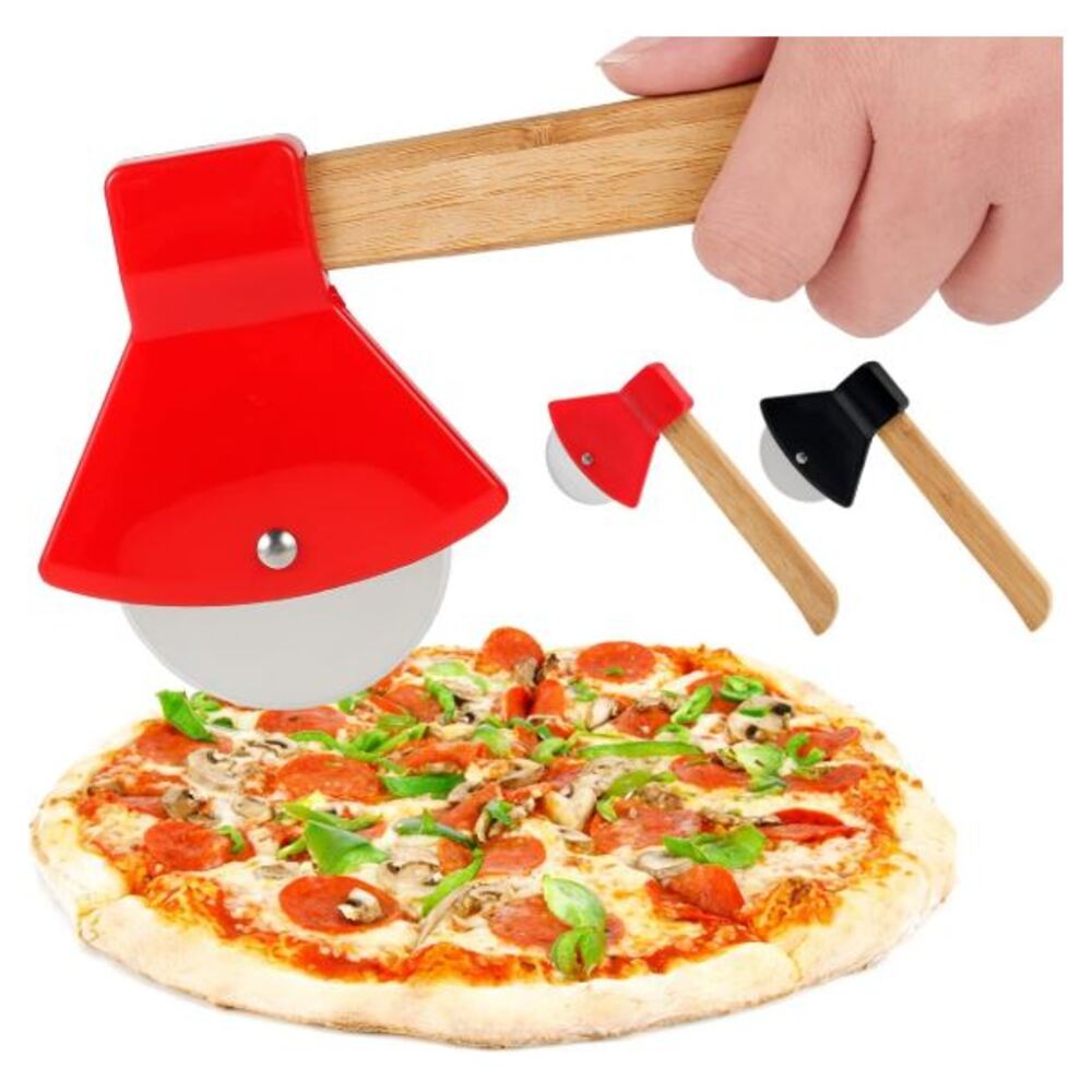 CORTADOR DE PIZZA EN FORMA DE HACHA CON MANGO - 1