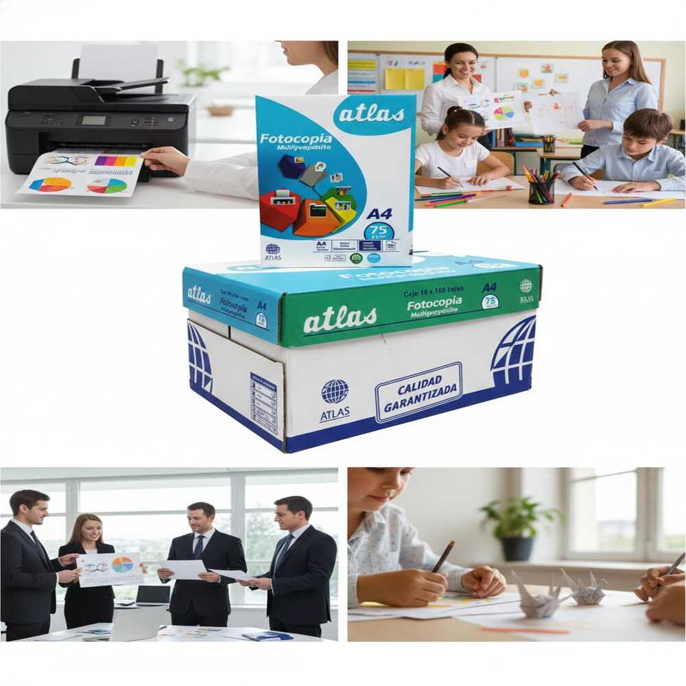 CAJA PAPEL BOND ATLAS A4 75GR X 10 PAQUETES DE 500 HOJAS BLANCO - 2