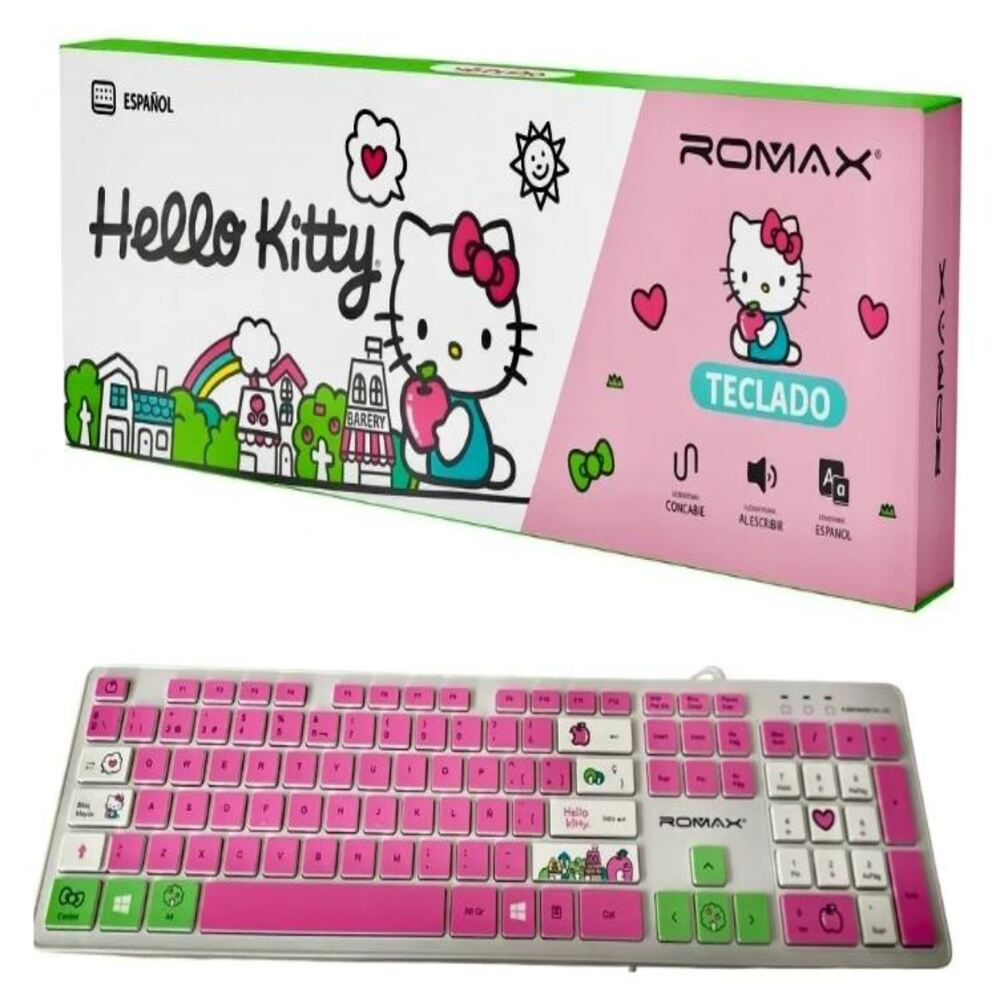 TECLADO CON CABLE - ROMAX ROSA - 2