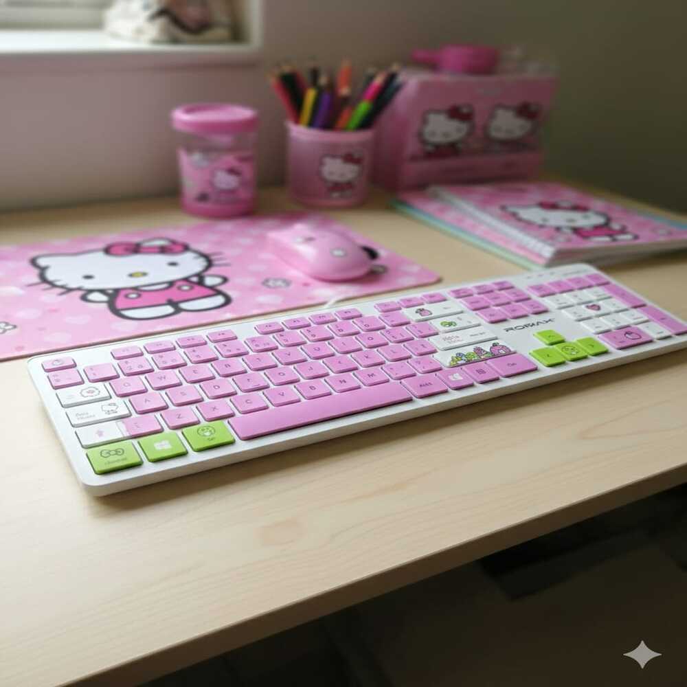 TECLADO CON CABLE - ROMAX ROSA - 3