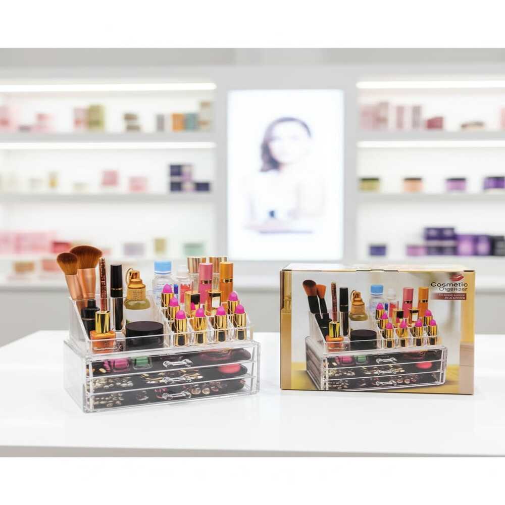 ORGANIZADOR ACRILICO PARA MAQUILLAJE CON CAJONES - 1