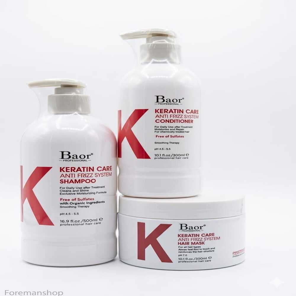 KIT KERATIN CARE ANTI FRIZZ SHAMPOO 500ML + ACONDICIONADOR300ML + MASCARILLA300ML - 1