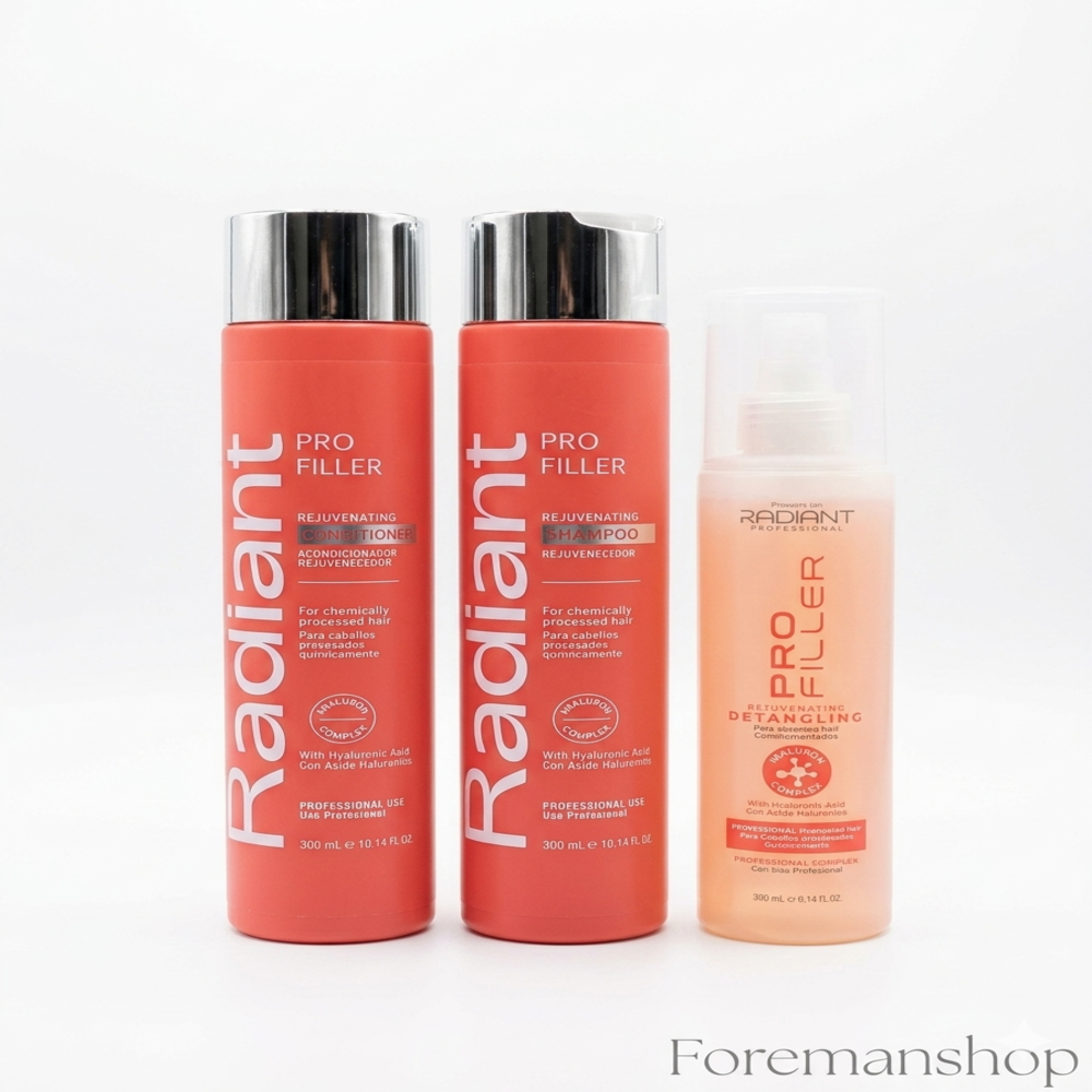 KIT RADIANT PROFESSIONAL PRO FILLER SHAMPOO + ACONDICIONADOR + DESENREDANTE - 1