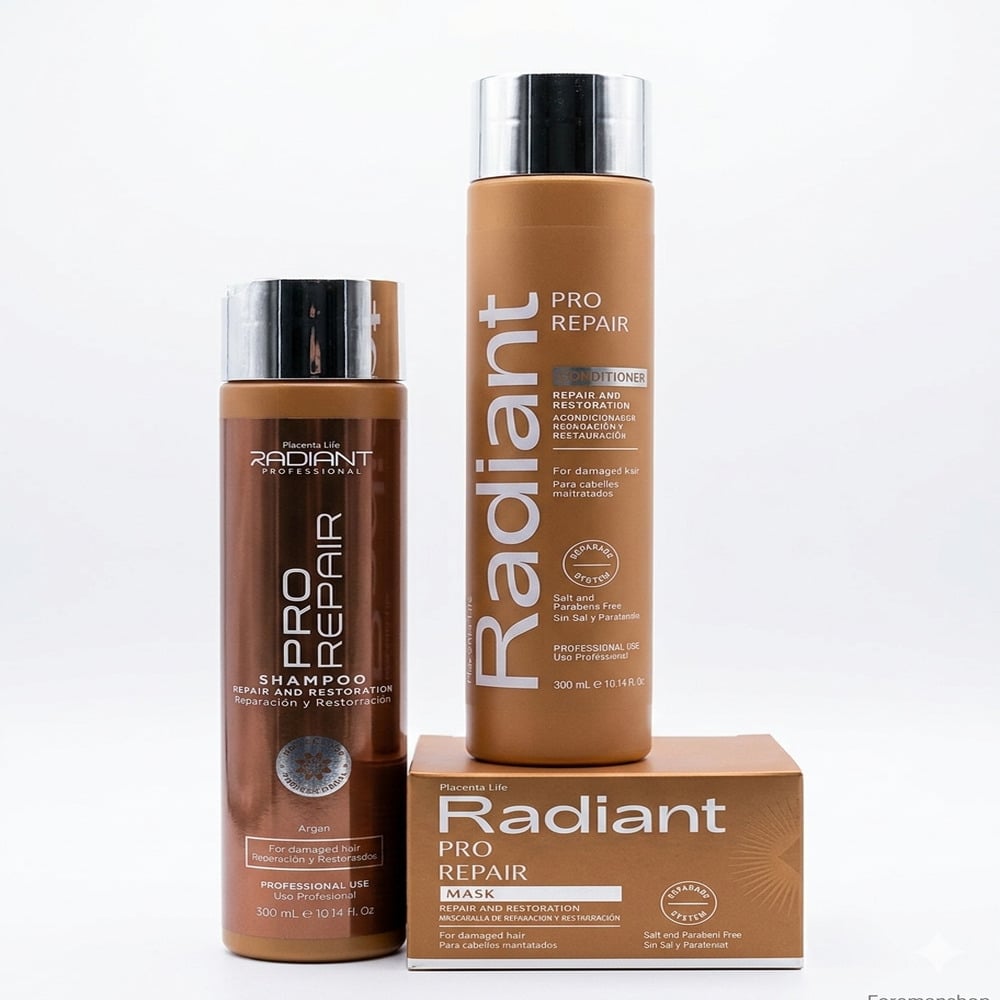 KIT RADIANT PRO REPAIR SHAMPOO 300ML + ACONDICIONADOR + MASCARILLA 350GR - 1