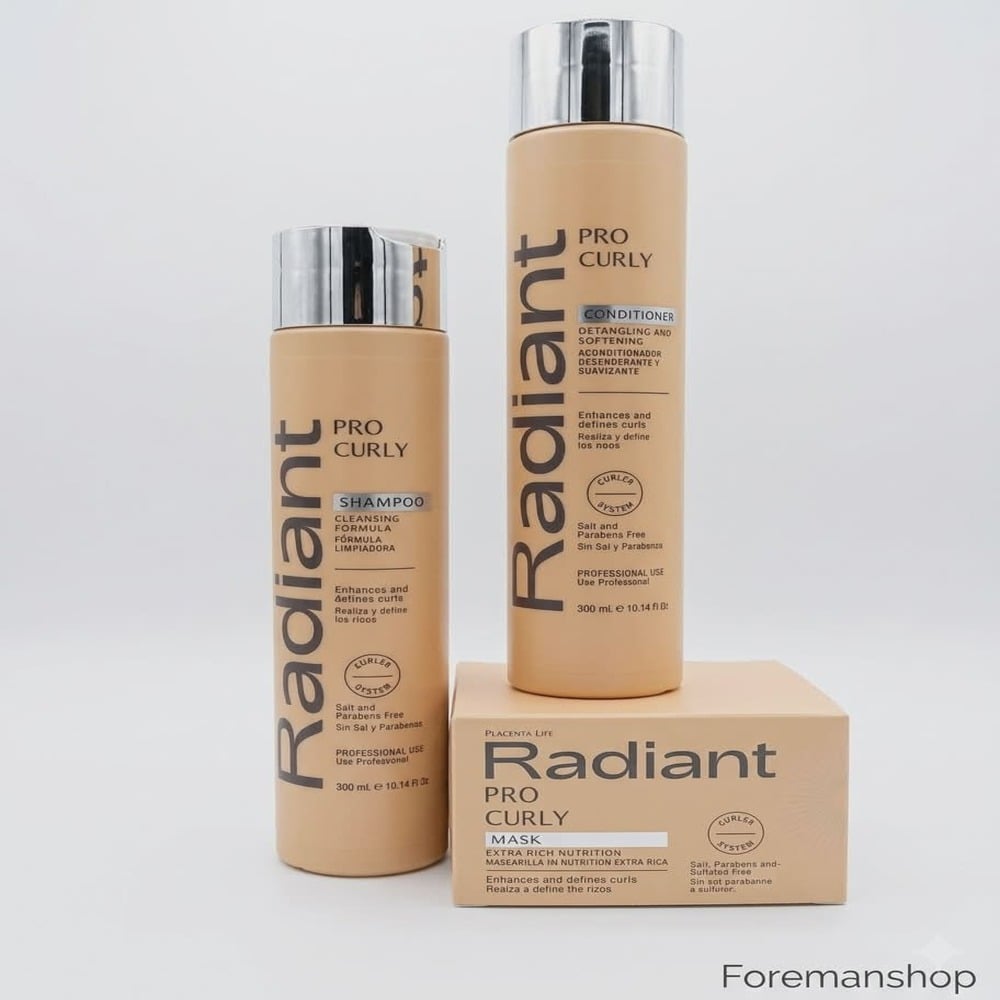KIT RADIANT PRO CURLY SHAMPOO 300ML + ACONDICIONADOR + MASCARILLA 350GR - 1