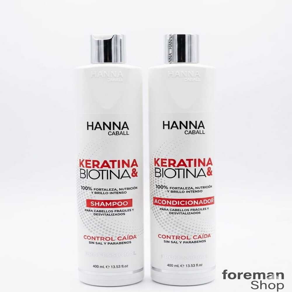 KIT HANNA CABALL KERATINA Y BIOTINA SHAMPOO Y ACONDICIONADOR 400ML - 1