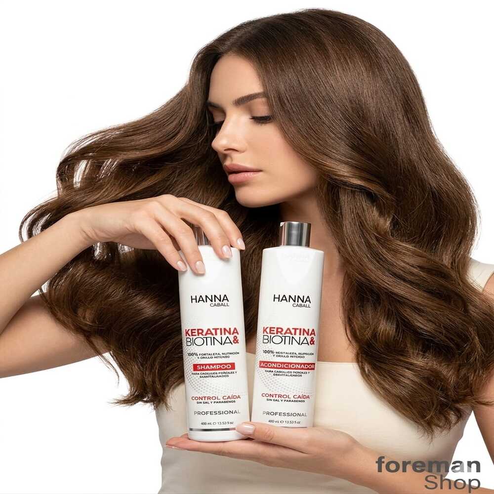 KIT HANNA CABALL KERATINA Y BIOTINA SHAMPOO Y ACONDICIONADOR 400ML - 2