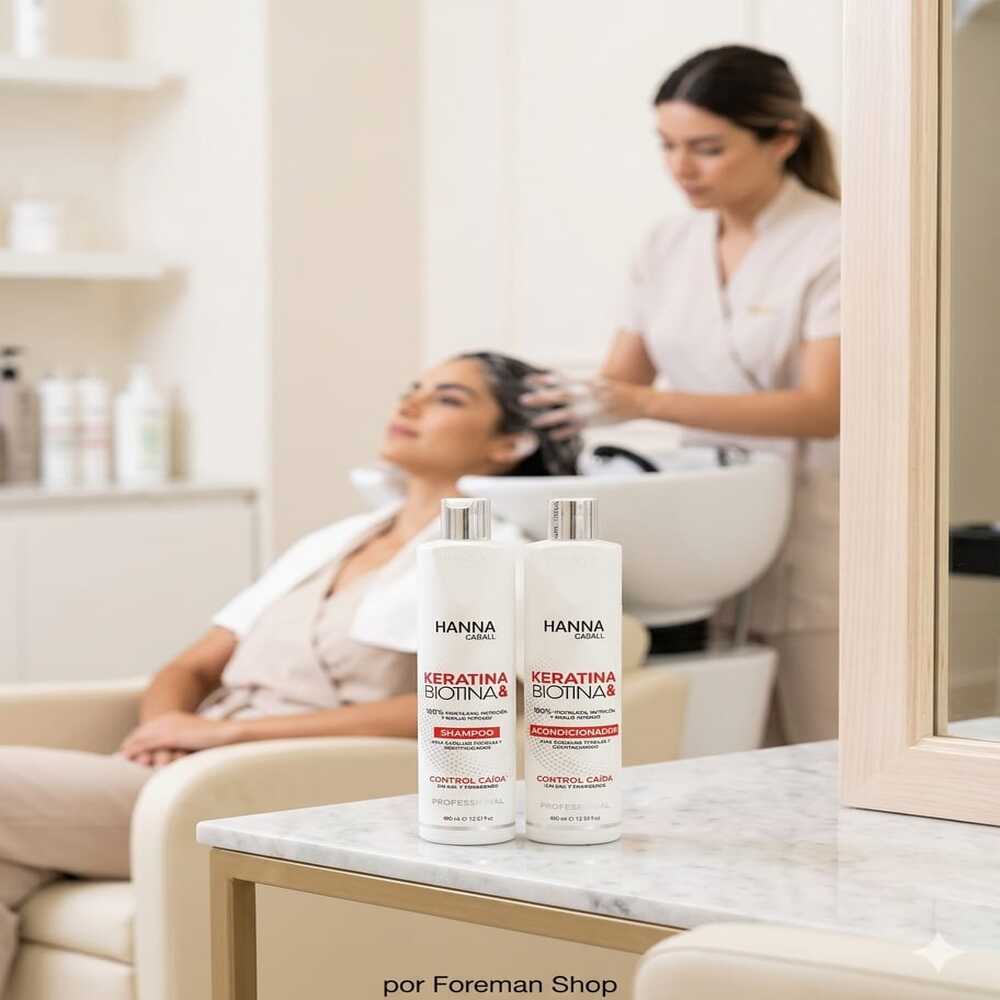 KIT HANNA CABALL KERATINA Y BIOTINA SHAMPOO Y ACONDICIONADOR 400ML - 3