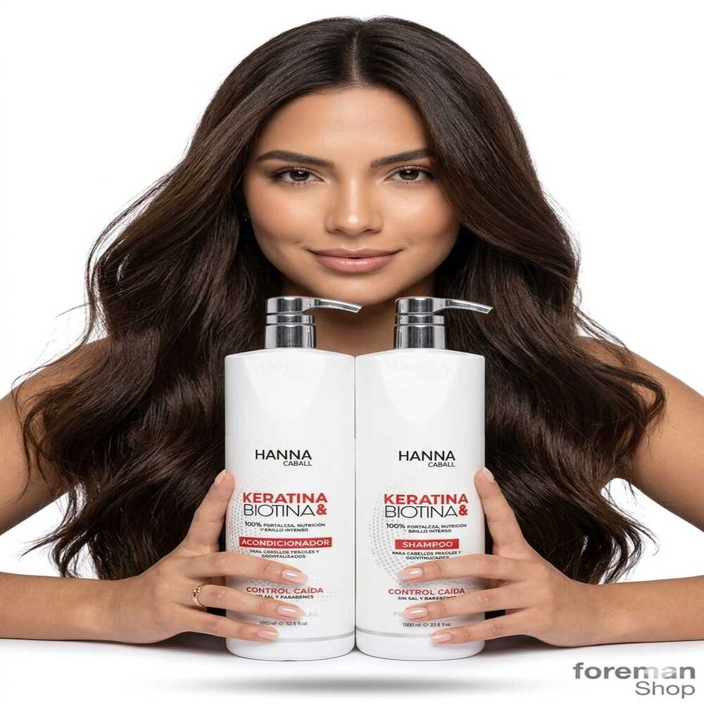 KIT HANNA CABALL KERATINA Y BIOTINA SHAMPOO Y ACONDICIONADOR  1LT - 2