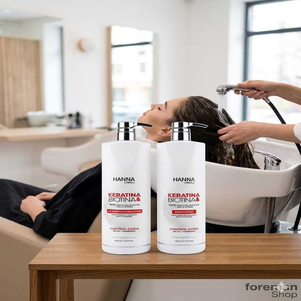 KIT HANNA CABALL KERATINA Y BIOTINA SHAMPOO Y ACONDICIONADOR  1LT - 3