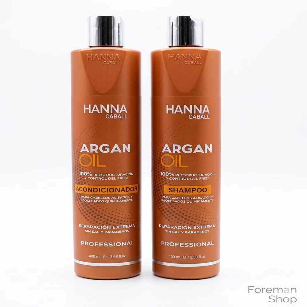 KIT HANNA CABALL ARGAN OIL SHAMPOO Y ACONDICIONADOR 400ML - 1