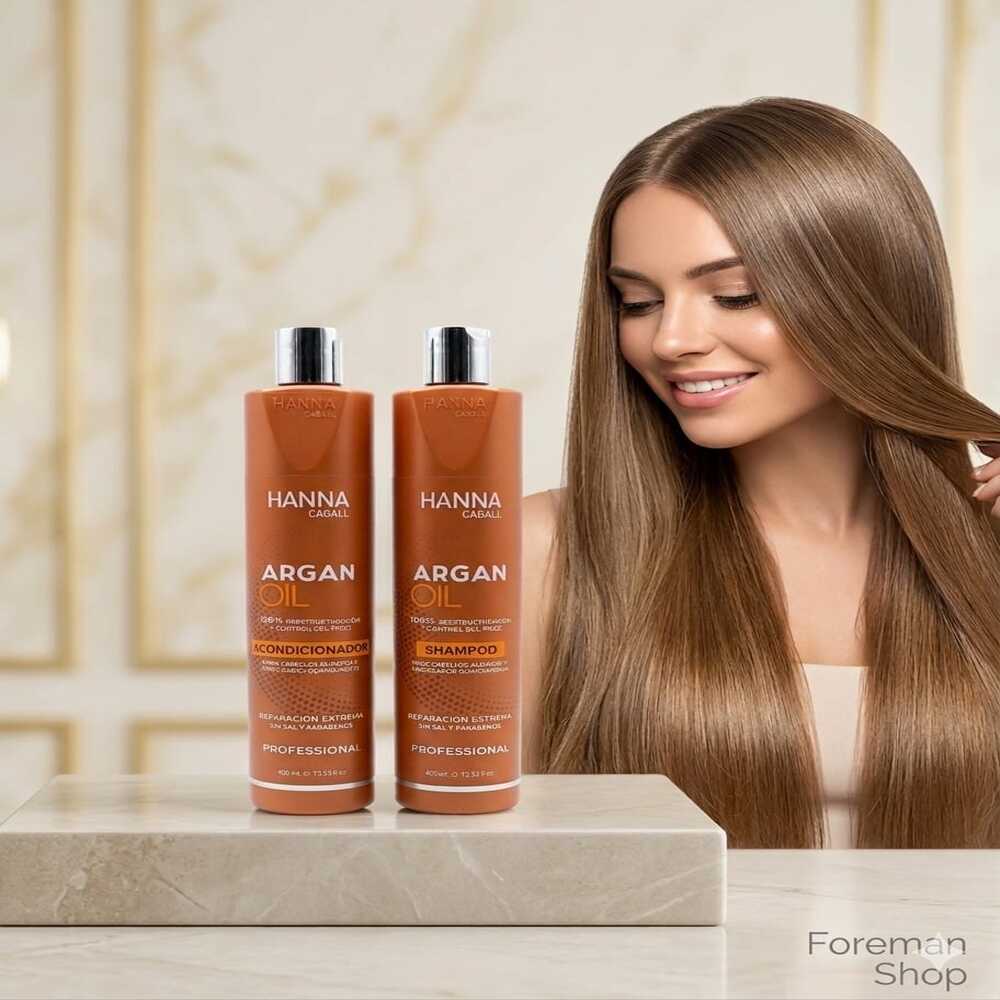 KIT HANNA CABALL ARGAN OIL SHAMPOO Y ACONDICIONADOR 400ML - 2