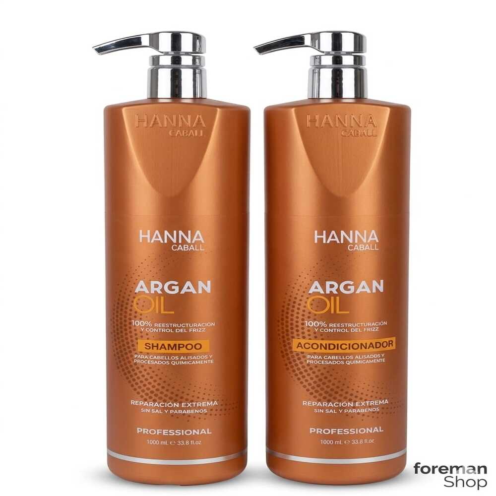 KIT HANNA CABALL ARGAN OIL SHAMPOO Y ACONDICIONADOR 1LT - 1
