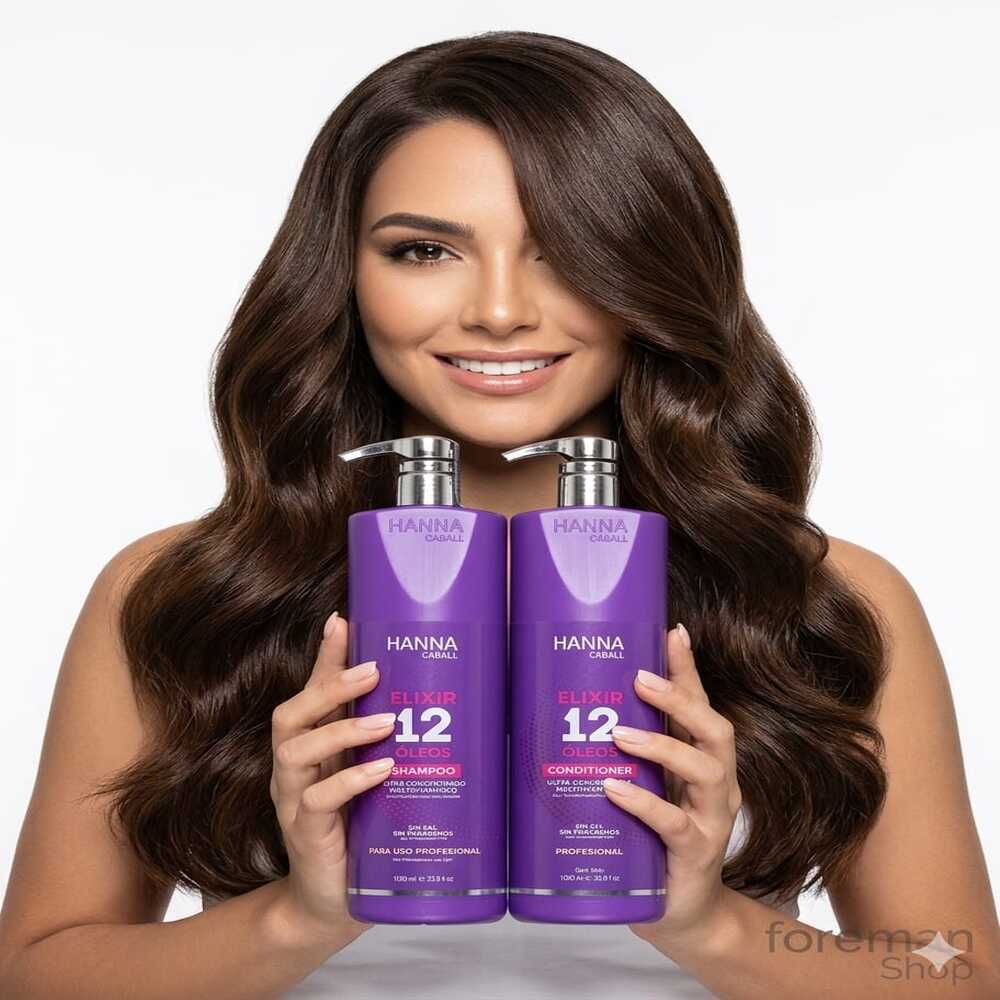 KIT HANNA CABALL ELIXIR 12 OLEOS – SHAMPOO Y ACONDICIONADOR 1 LT - 2