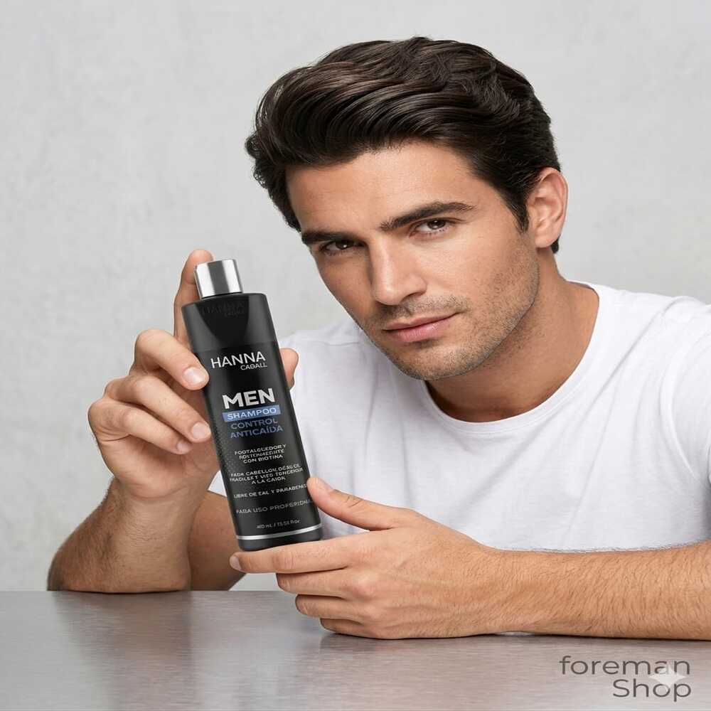SHAMPOO HANNA CABALL MEN CONTROL ANTICAÍDA CON BIOTINA 400ML - 2
