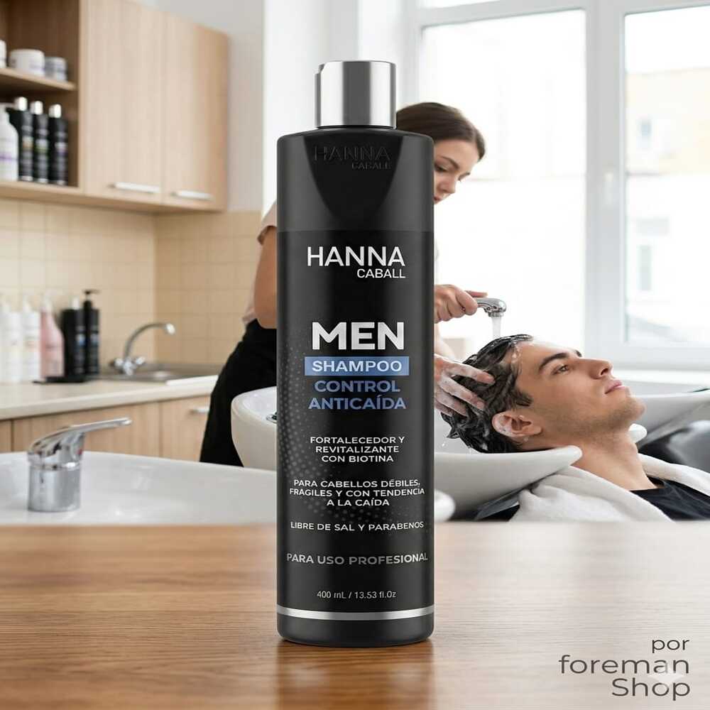 SHAMPOO HANNA CABALL MEN CONTROL ANTICAÍDA CON BIOTINA 400ML - 3