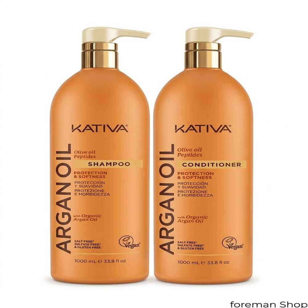 DUO KATIVA ARGAN OIL NUTRICIÓN – SHAMPOO + ACONDICIONADOR VEGANO 1 LT - 1