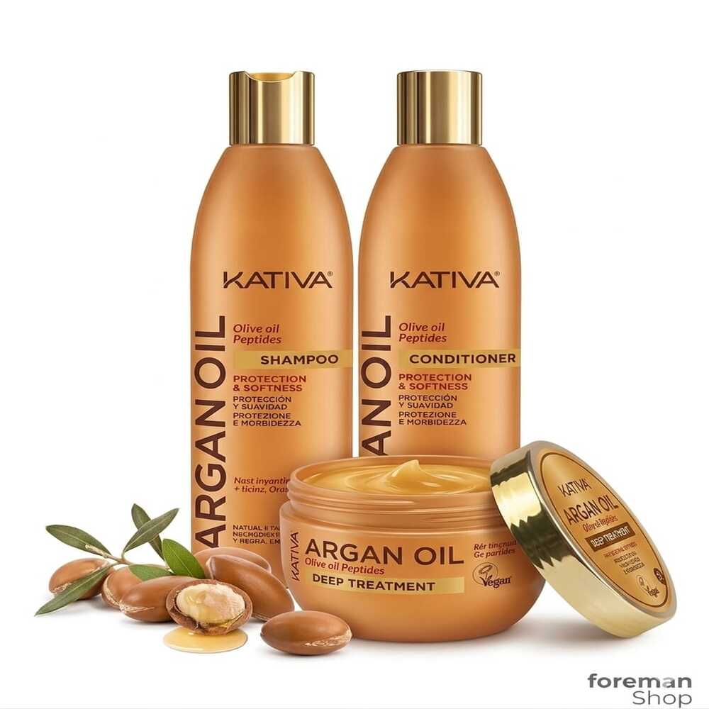 TRIO KATIVA ARGAN OIL 355ML - SHAMPOO + ACONDICIONADOR + TRATAMIENTO 300ML - 1