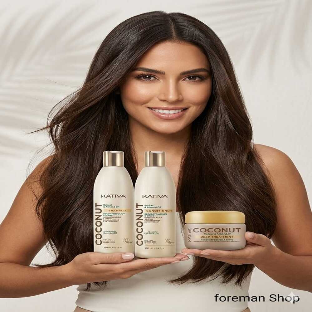 TRIO KATIVA COCONUT 250 ML - SHAMPOO + ACONDICIONADOR + TRATAMIENTO 150 ML - 2