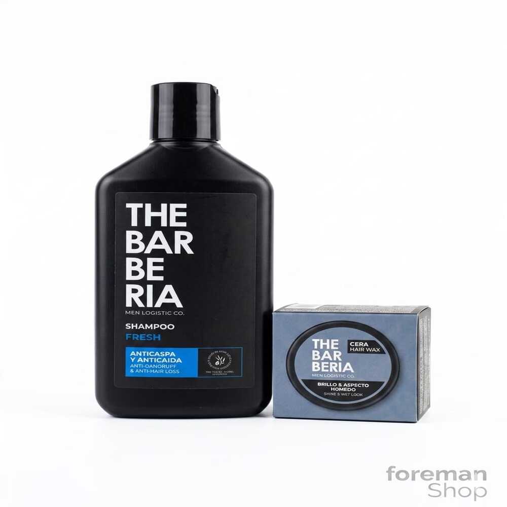 DUO THE BARBERIA SHAMPOO ANTICASPAANTICAIDA 300ML + CERA EFECTO HUMEDO 70GR - 1