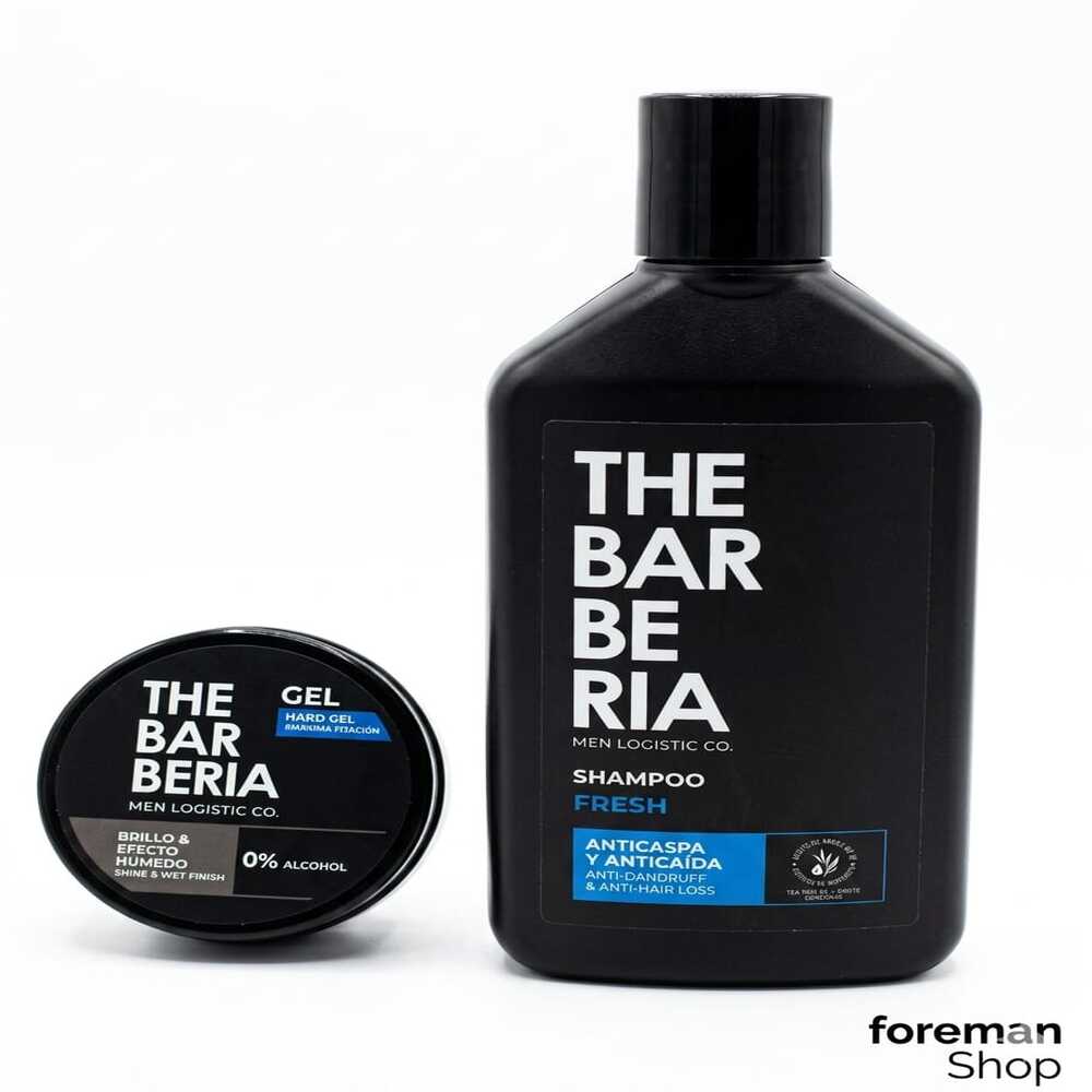 THE BARBERIA SHAMPOO ANTICASPAANTICAÍDA 300ML  + GEL HARD MAX FIJACIÓN - 1