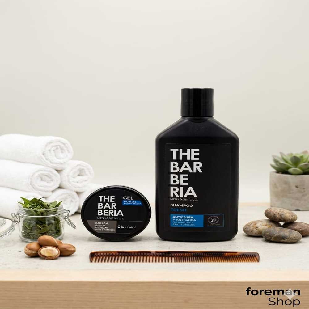 THE BARBERIA SHAMPOO ANTICASPAANTICAÍDA 300ML  + GEL HARD MAX FIJACIÓN - 3