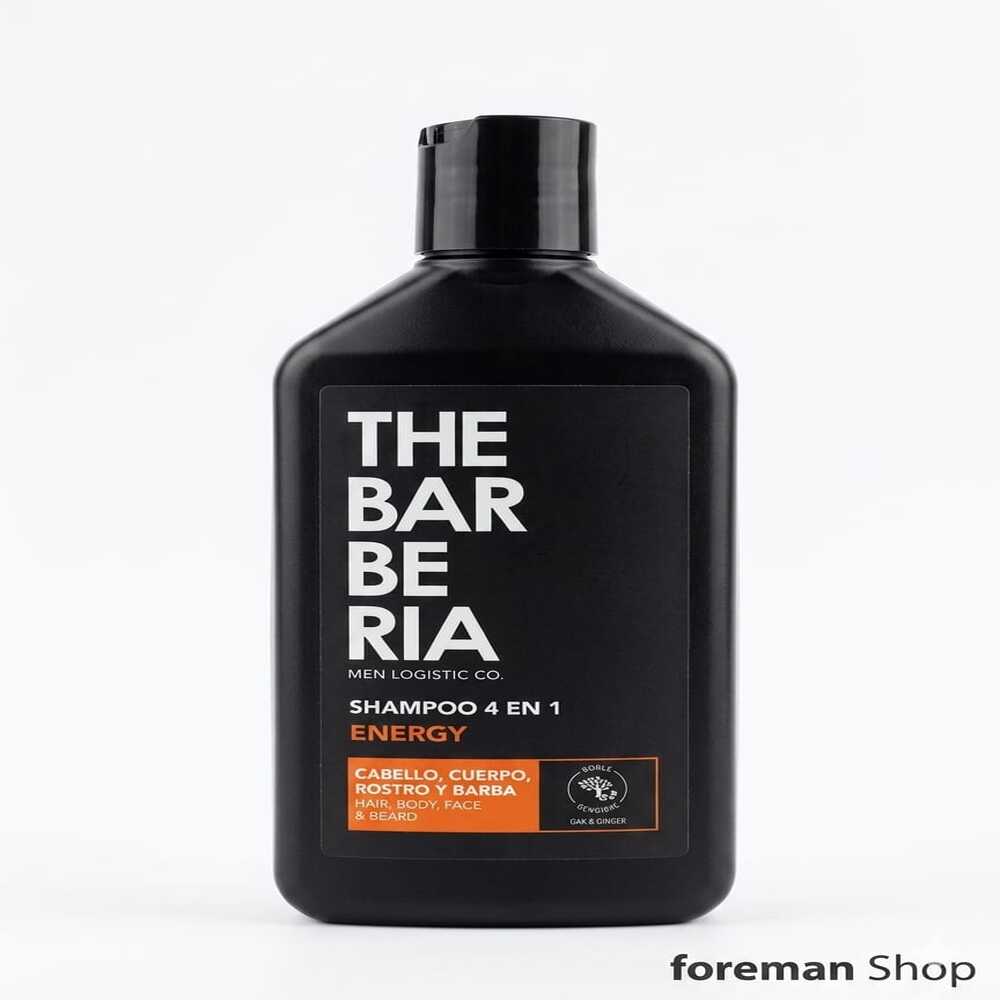 THE BARBERIA SHAMPOO 4 EN 1 ENERGY 300 ML – CABELLO, CUERPO, ROSTRO Y BARBA - 1