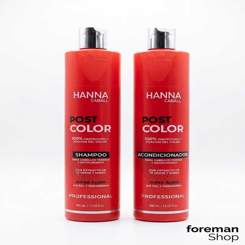 DÚO HANNA CABALL POST COLOR: SHAMPOO Y ACONDICIONADOR 400ML - 1