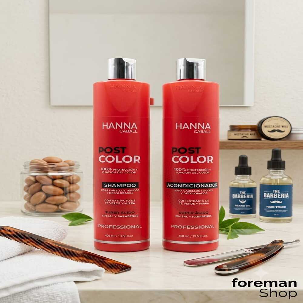 DÚO HANNA CABALL POST COLOR: SHAMPOO Y ACONDICIONADOR 400ML - 3