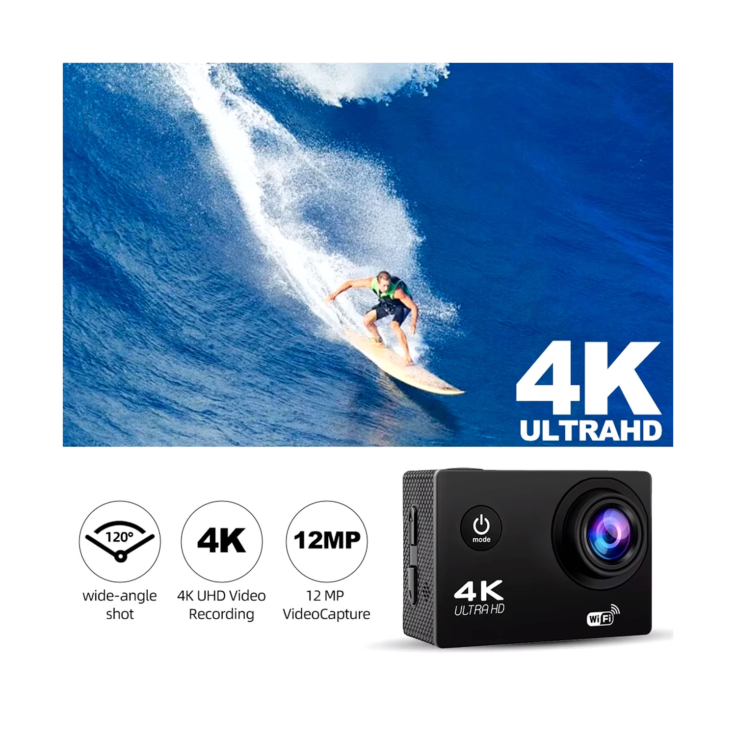 CÁMARA DEPORTIVA ACUÁTICA BAIHUO MY-7142 TIPO GOPRO 4K ULTRA HD - 3