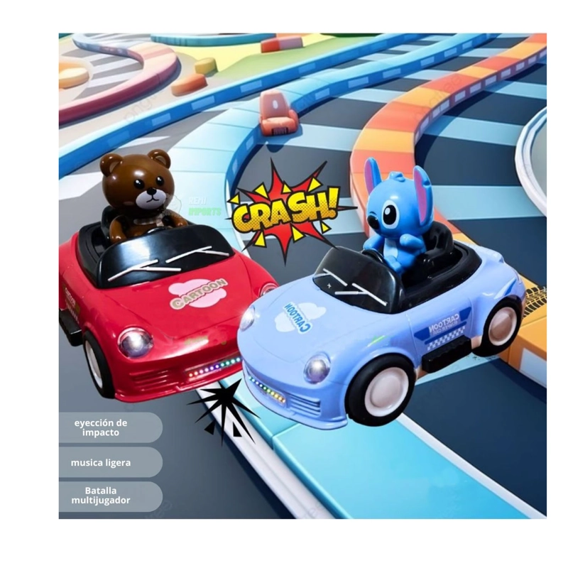 JUGUETE SET DE CARROS CHOCONES STITCH Y OSO CON CONTROL REMOTO - 1