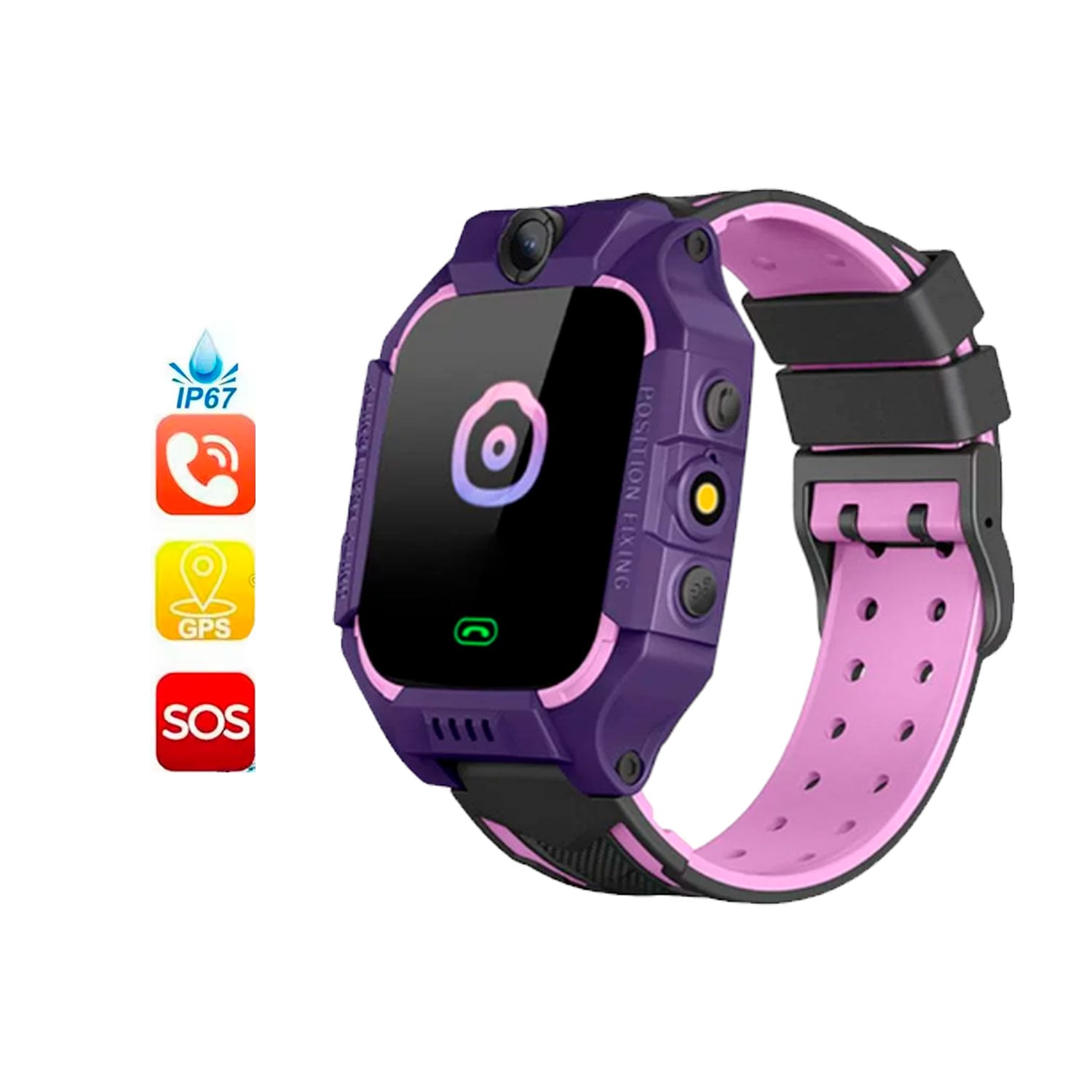 SMARTWATCH PARA NIÑOS Q19 CON GPS BOTÓN SOS Y CÁMARA MORADO - 1