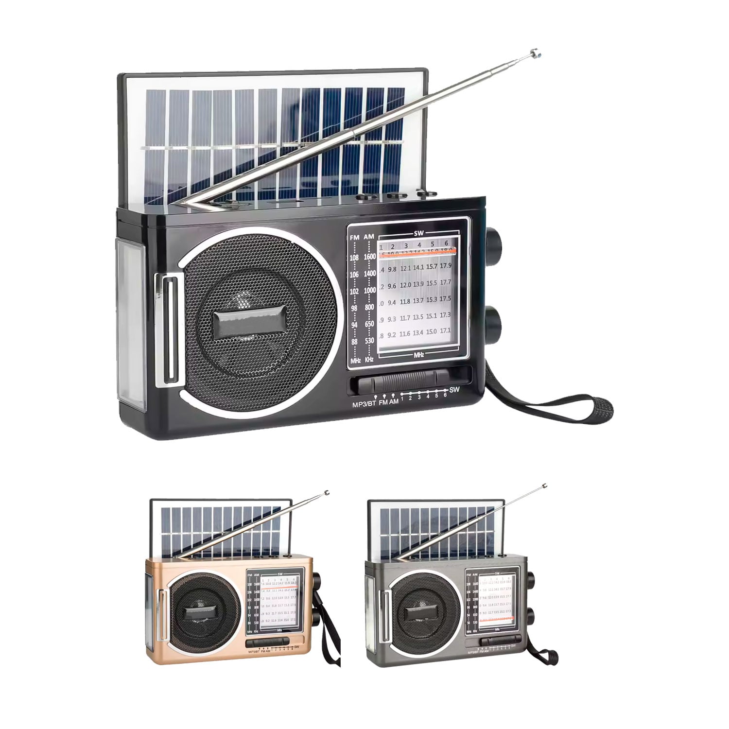 RADIO KTF-1646 PORTÁTIL PANEL SOLAR LINTERNA BLUETOOTH MULTIBANDA - 1
