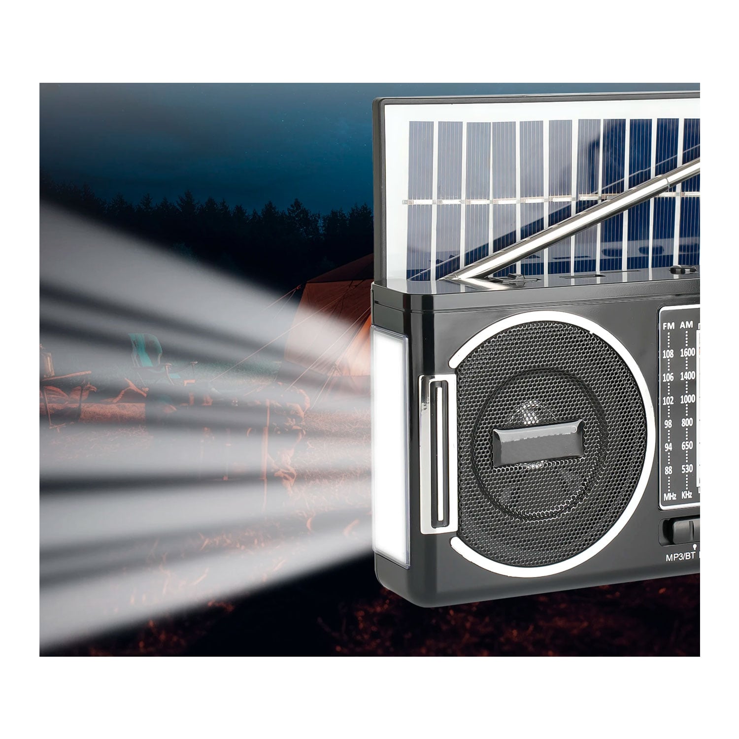 RADIO KTF-1646 PORTÁTIL PANEL SOLAR LINTERNA BLUETOOTH MULTIBANDA - 3
