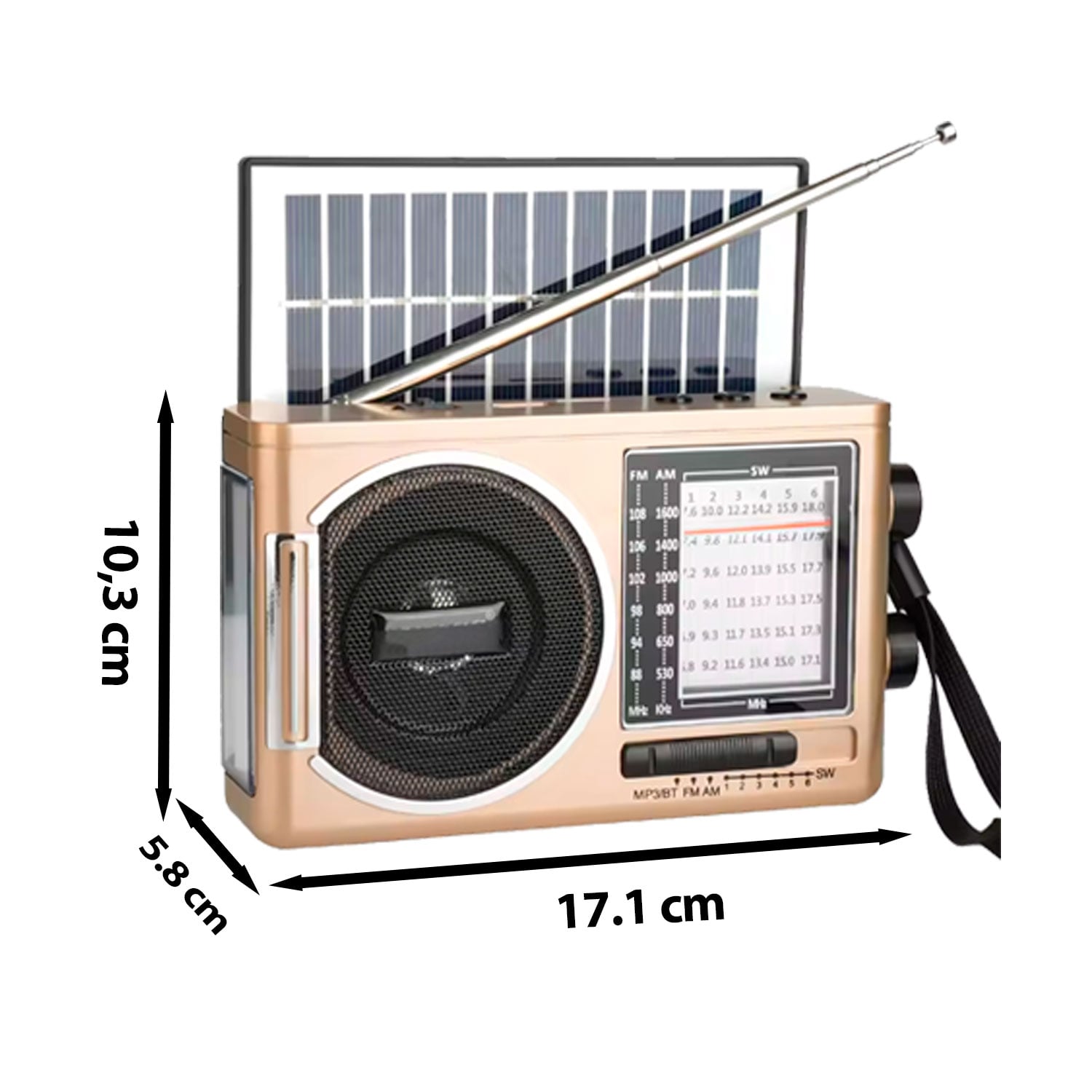 RADIO KTF-1646 PORTÁTIL PANEL SOLAR LINTERNA BLUETOOTH MULTIBANDA - 4