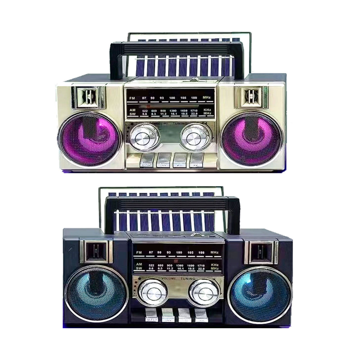 RADIO KTF-2210 CON PANEL SOLAR RECARGABLE BLUETOOTH LUCES RGB - 1