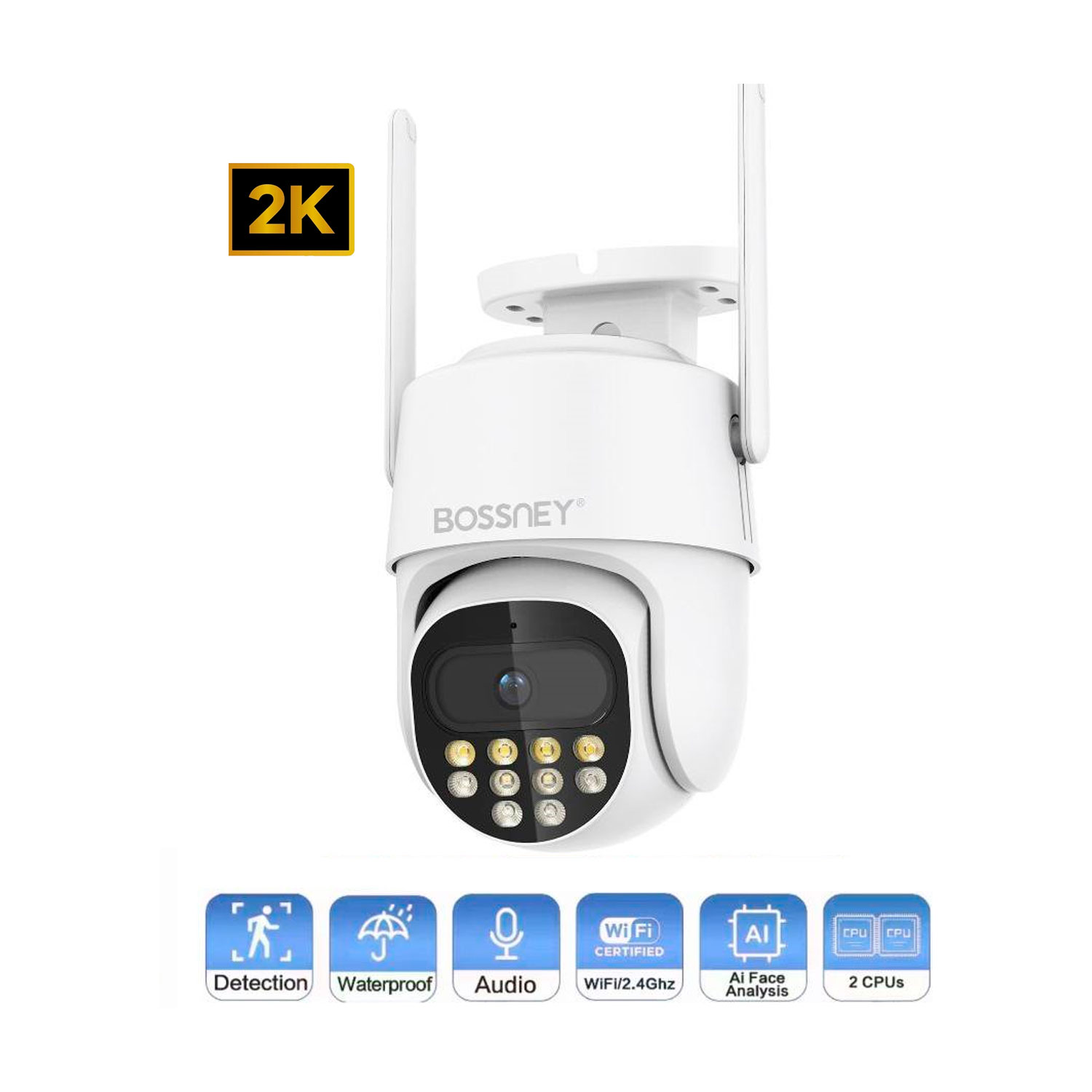 CÁMARA DE SEGURIDAD BOSSNEY BS-H9017 2K EXTERIOR BLANCO - 1