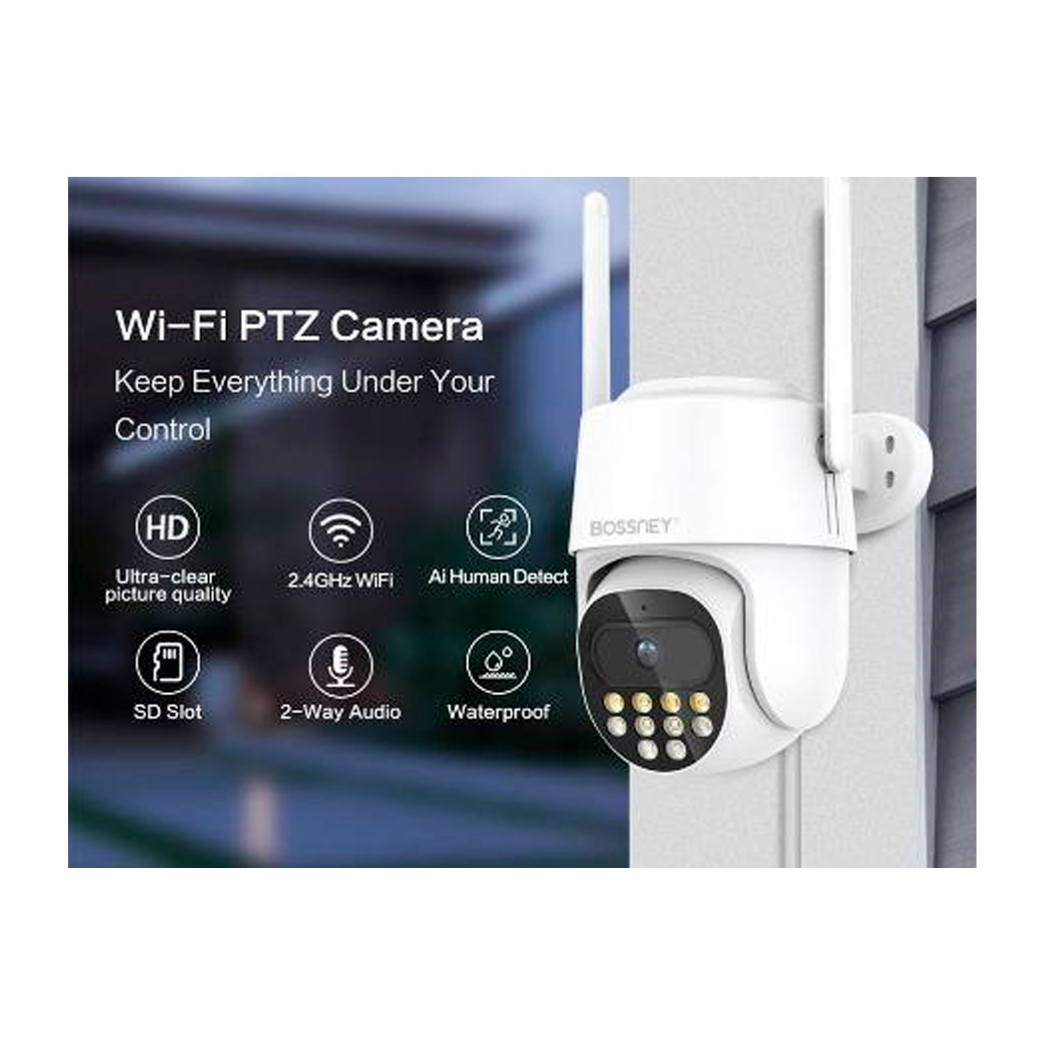 CÁMARA DE SEGURIDAD BOSSNEY BS-H9017 2K EXTERIOR BLANCO - 2