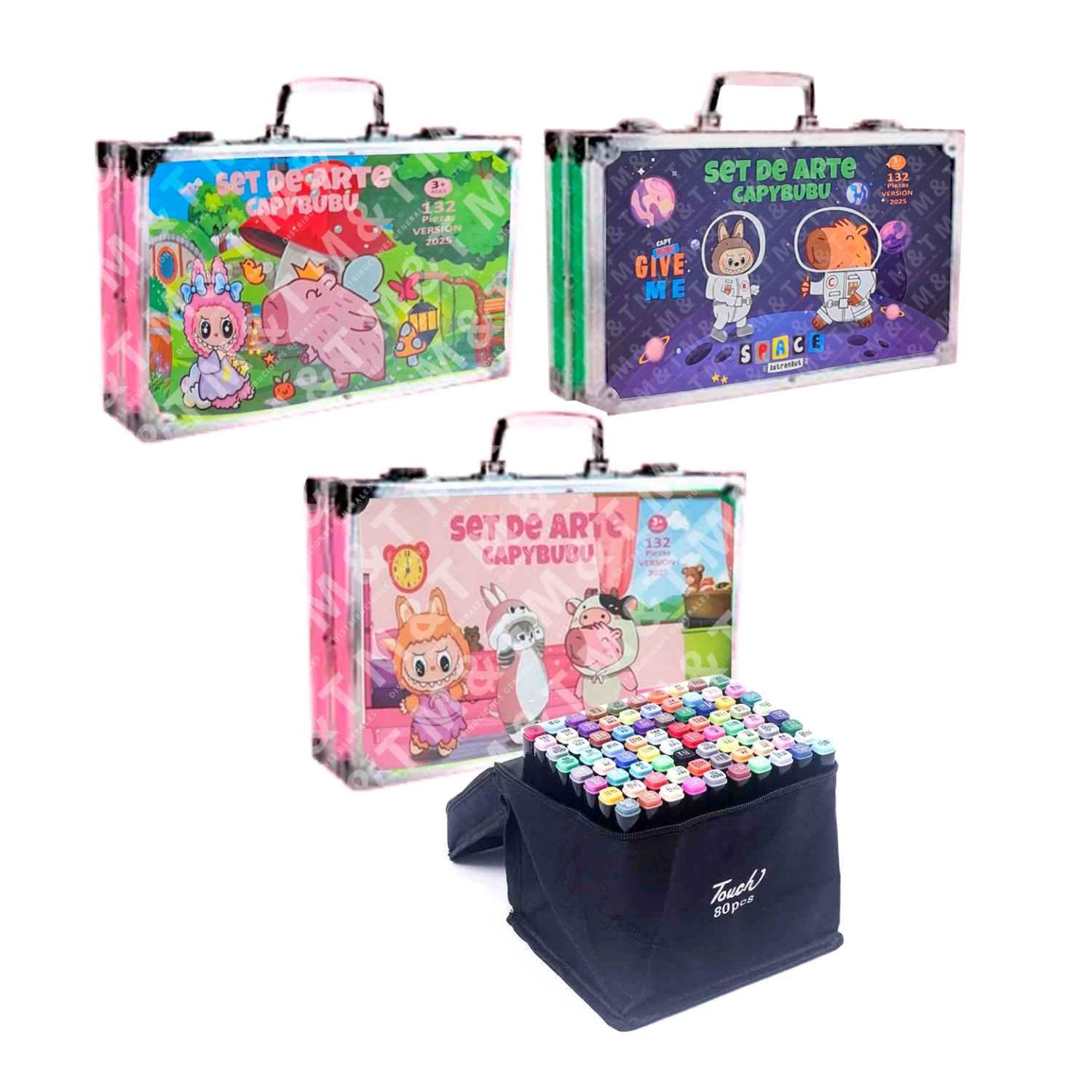 MEGA SET ARTE METÁLICO CAPIBARA 132 PZS PLUMONES TOUCH 80 - 1