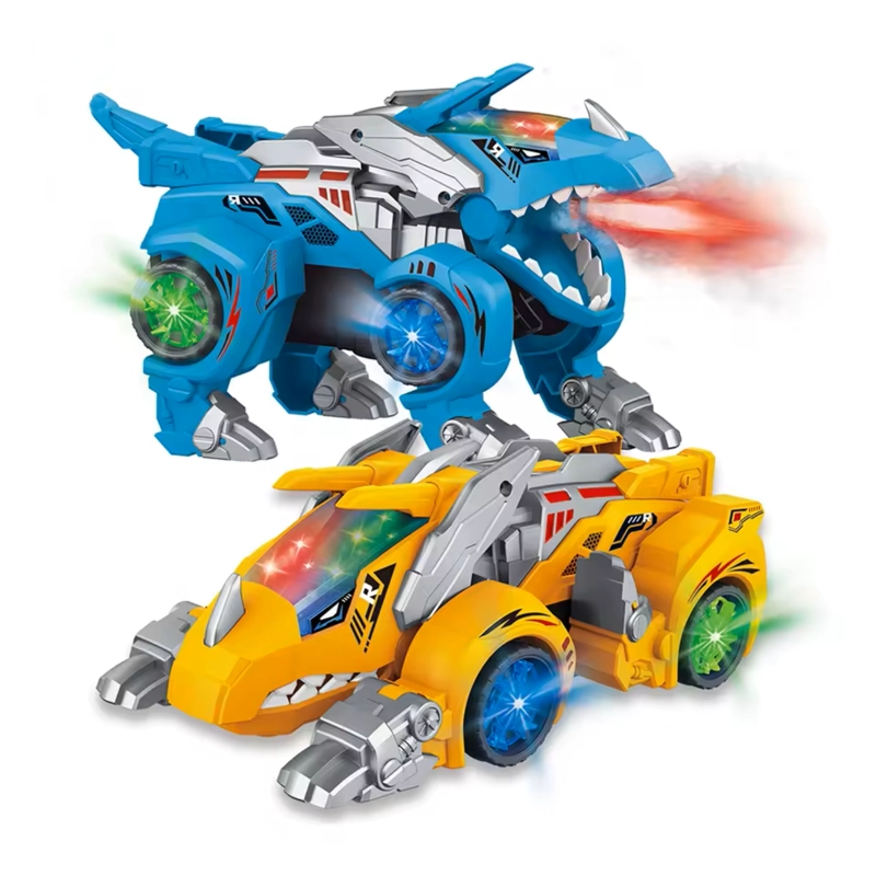 JUGUETE CARRO DINOSAURIO 2EN1 LANZA HUMO LUZ LED - 1