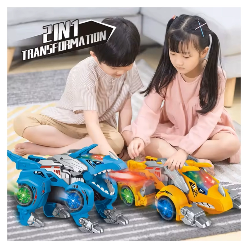 JUGUETE CARRO DINOSAURIO 2EN1 LANZA HUMO LUZ LED - 4