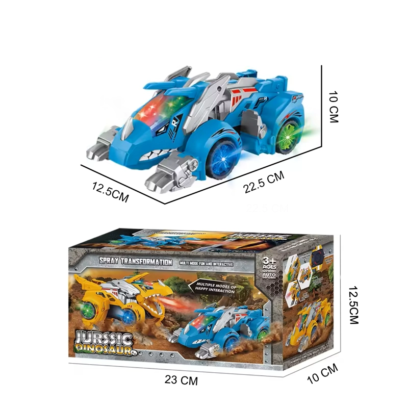 JUGUETE CARRO DINOSAURIO 2EN1 LANZA HUMO LUZ LED - 5