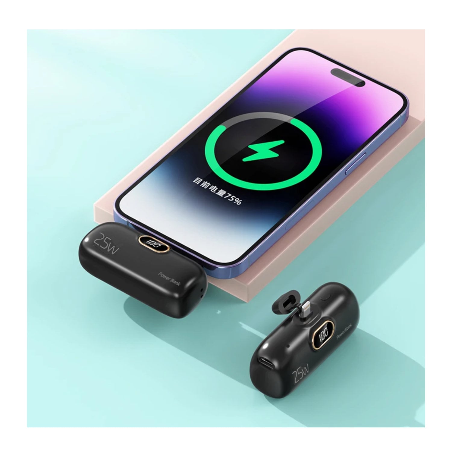 MINI CARGADOR PORTÁTIL DEMGEL D-E2028 PARA ANDROID Y IPHONE 6500 MAH PD 25W Negro - 2