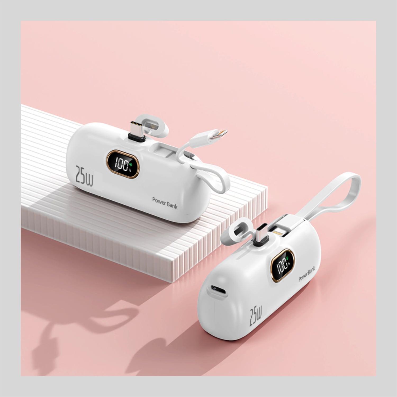 MINI POWERBANK PORTÁTIL DEMGEL D-E2028 PARA ANDROID Y IPHONE 6500 MAH PD 25W BLANCO - 1