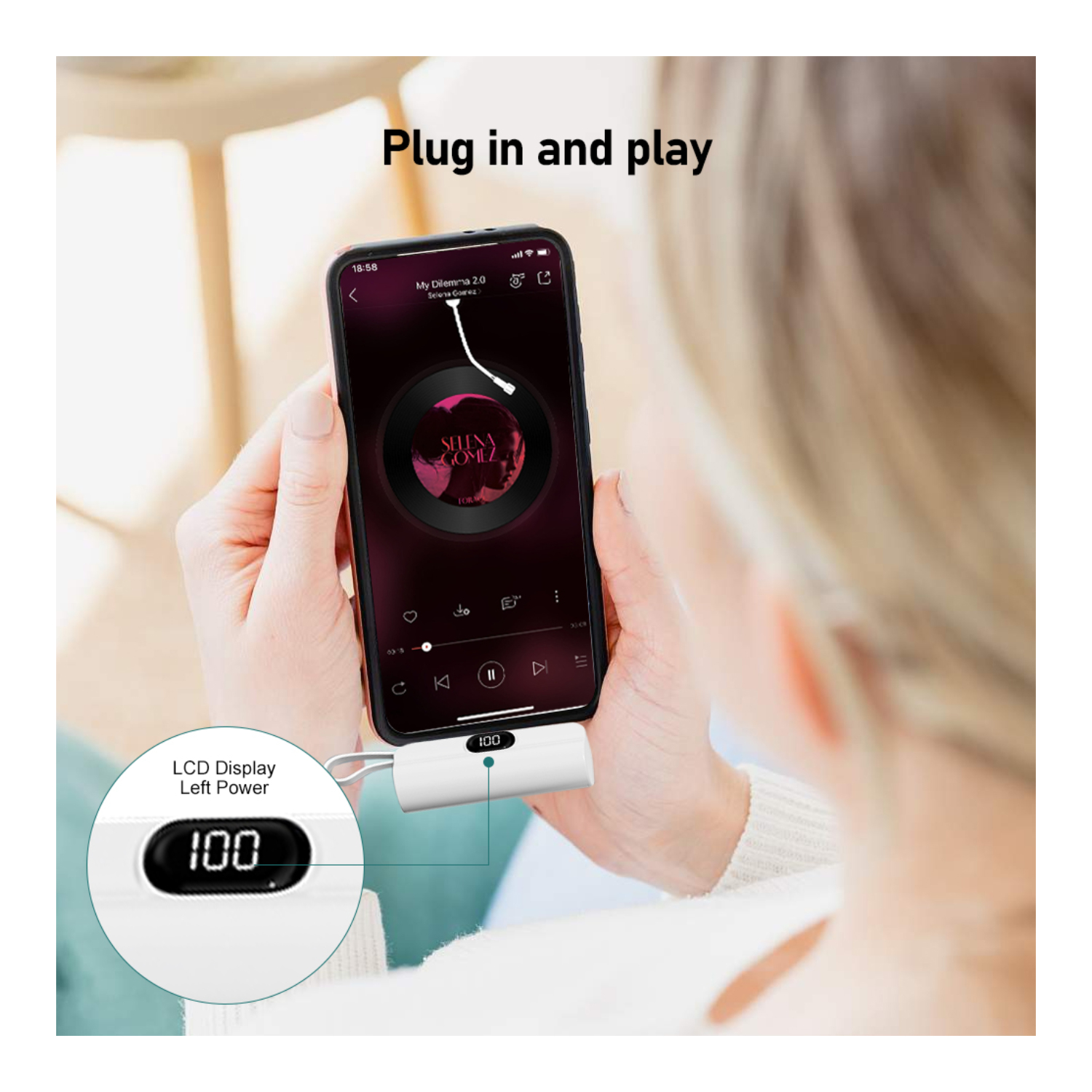 MINI CARGADOR PORTÁTIL DEMGEL D-E2028 PARA ANDROID Y IPHONE 6500 MAH PD 25W BLANCO - 2