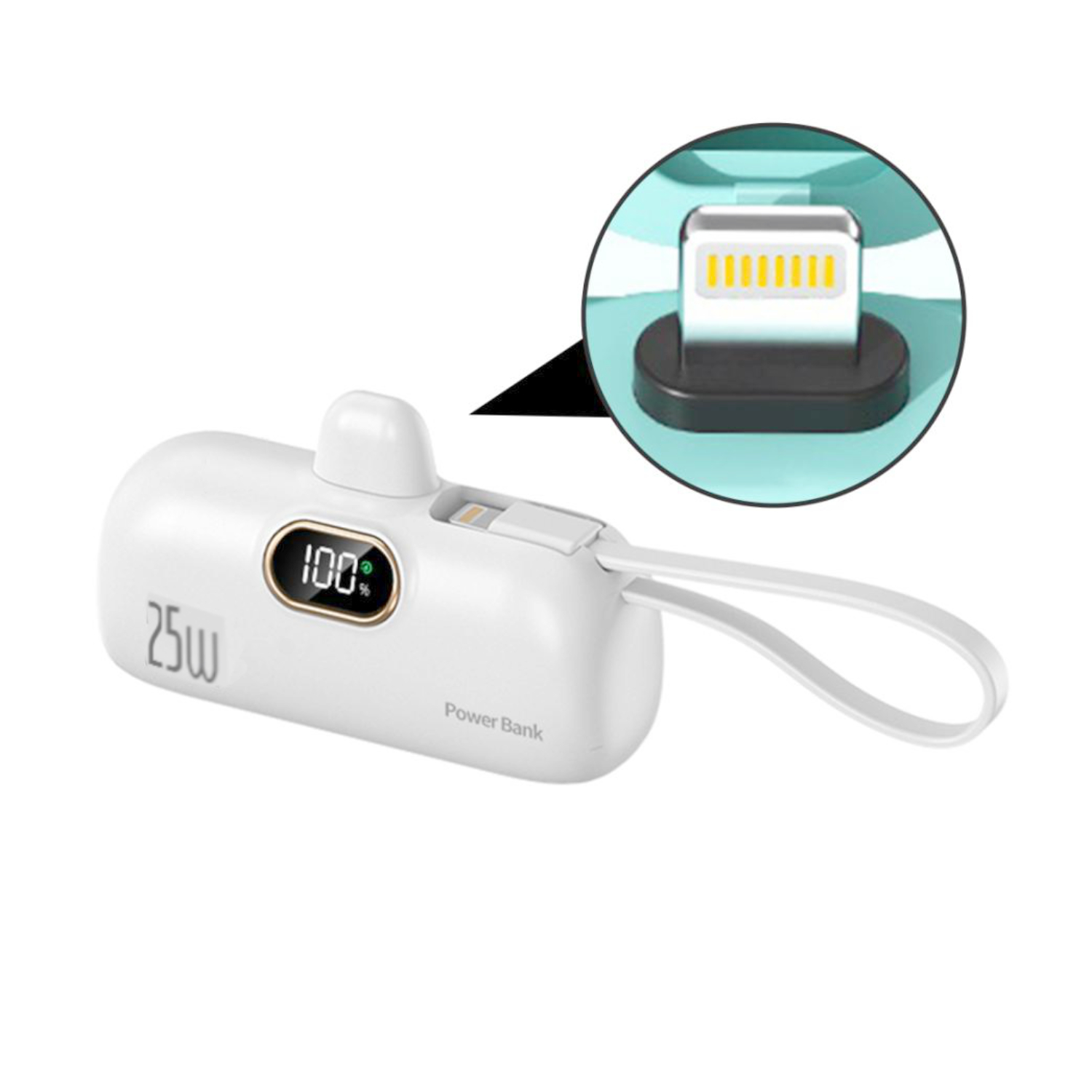 MINI CARGADOR PORTÁTIL DEMGEL D-E2028 PARA ANDROID Y IPHONE 6500 MAH PD 25W BLANCO - 3