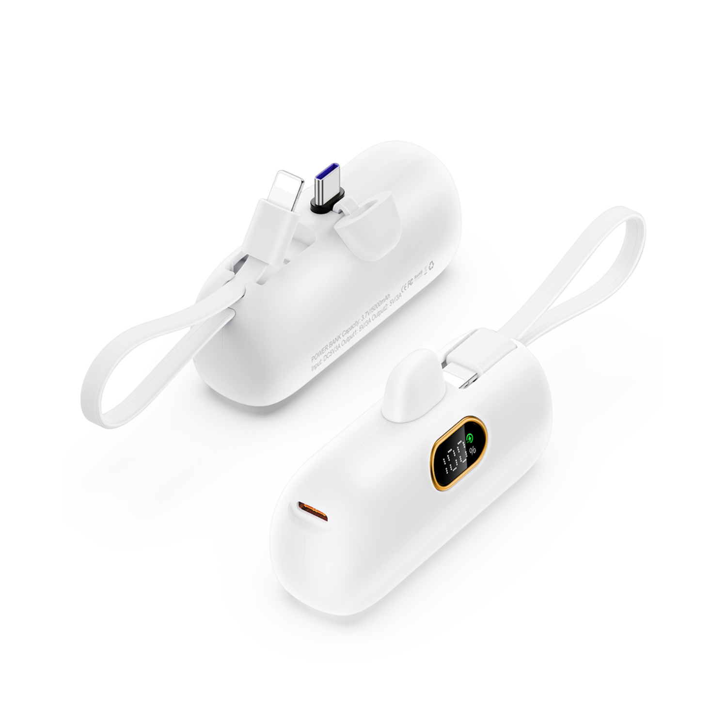 MINI CARGADOR PORTÁTIL DEMGEL D-E2028 PARA ANDROID Y IPHONE 6500 MAH PD 25W BLANCO - 4